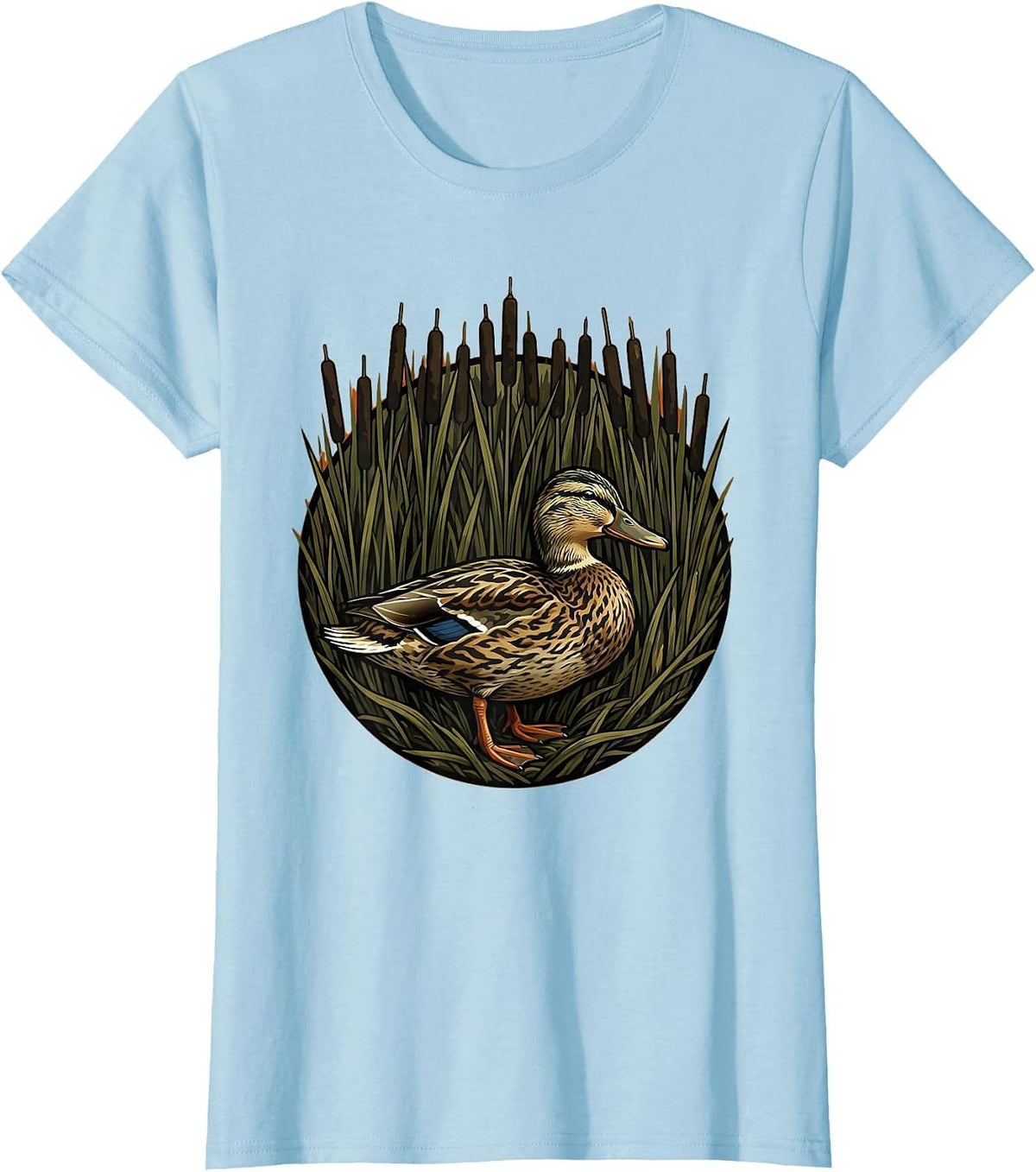 Camo Duck Hunter in Reeds Graphic T-Shirt - Baby Blue