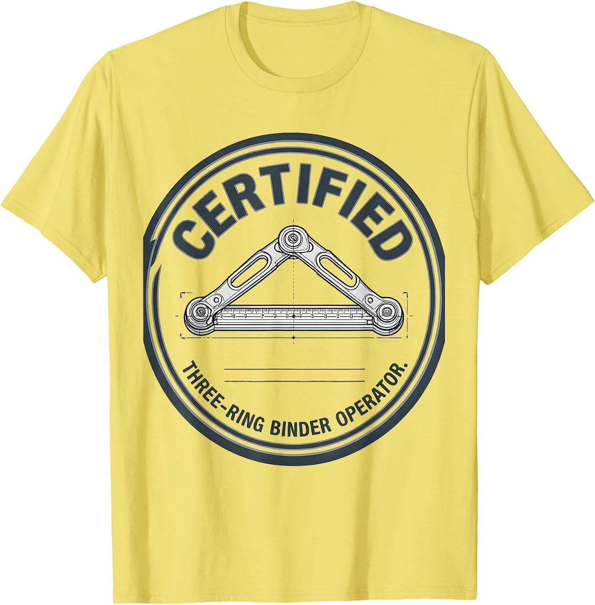 Men's Certified: Three-Ring Binder Operator Funny SPED Teacher T-Shirt - Lemon Yellow