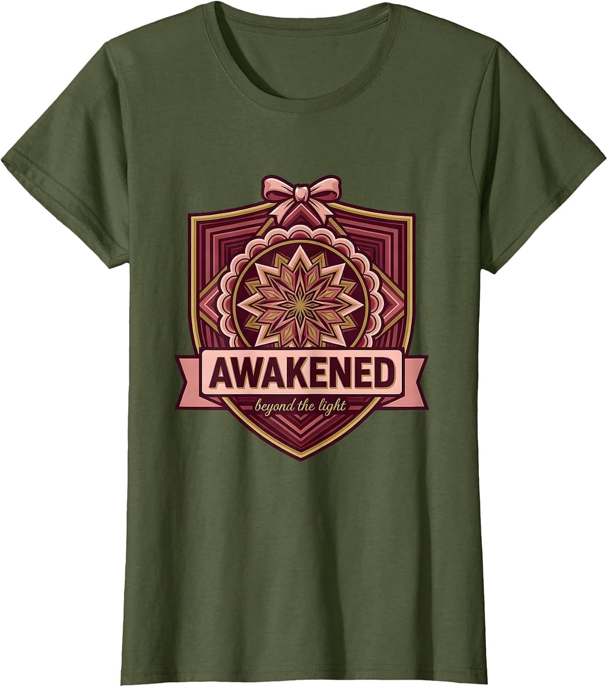 Women's Awakened Diwali Third Eye Cosmic Spiritual Design T-Shirt - Olive Green