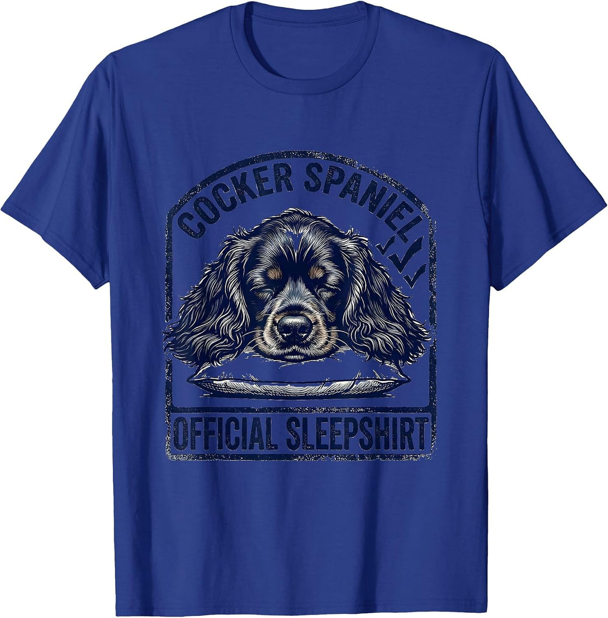 Cocker Spaniel Official Sleepshirt Rubber Stamp Dog Lover T-Shirt - Royal Blue