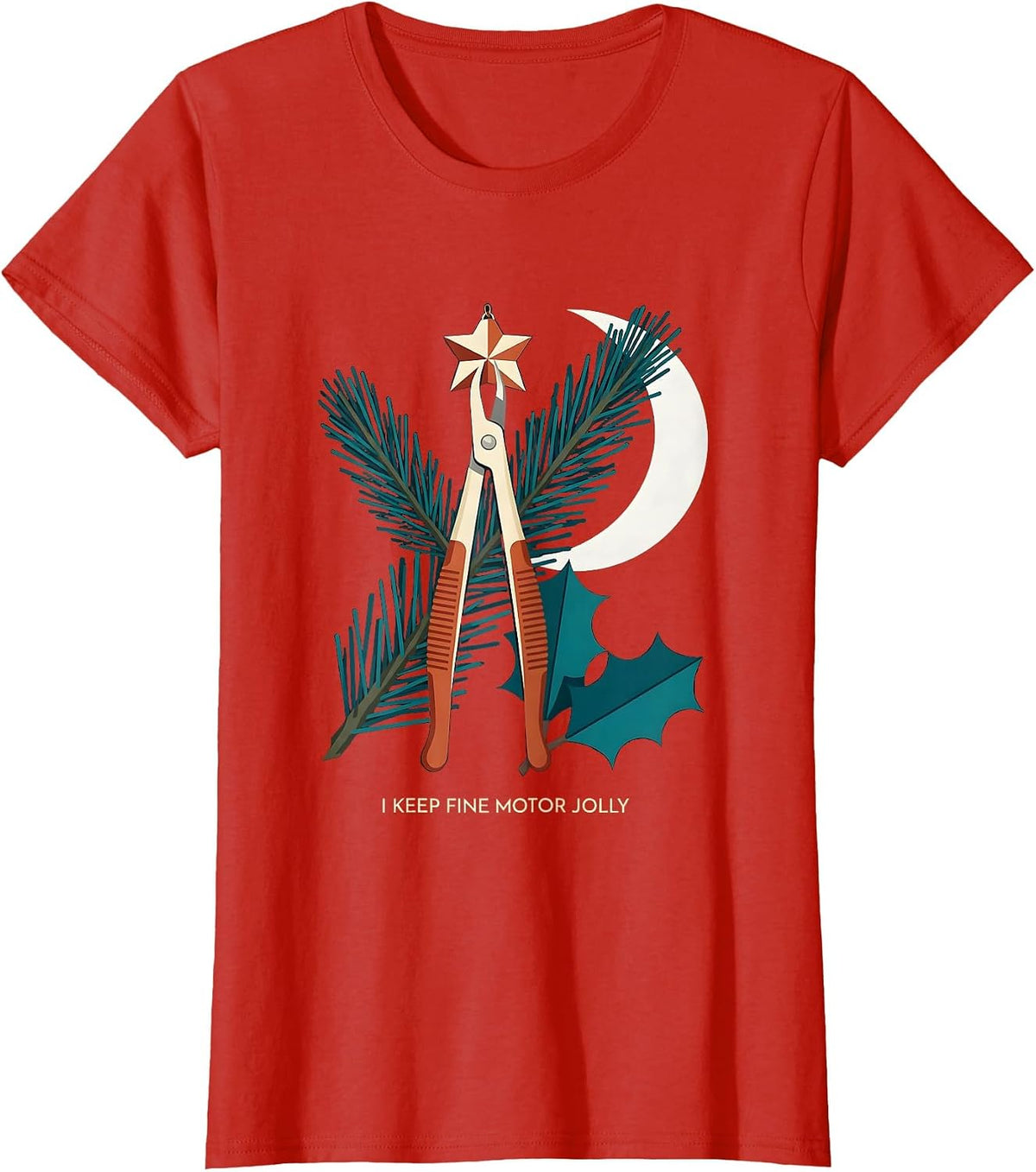 Women's I Keep Fine Motor Jolly Midcentury Modern Occupational T-Shirt - Red