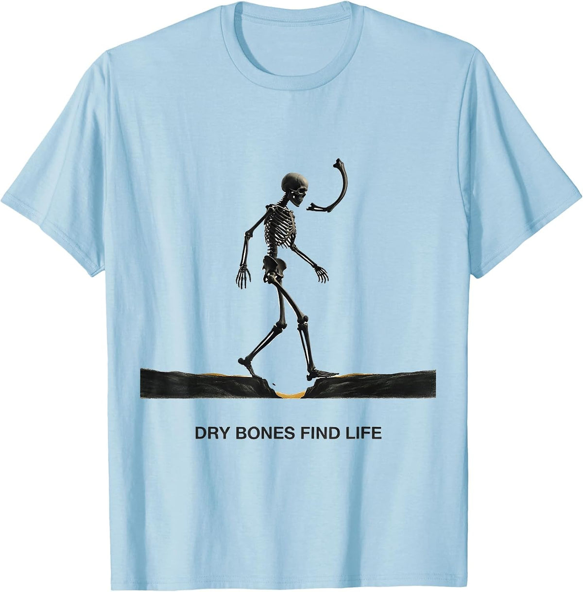 Men's Dry Bones Find Life Minimalist Christian Halloween Skeleton T-Shirt - Baby Blue