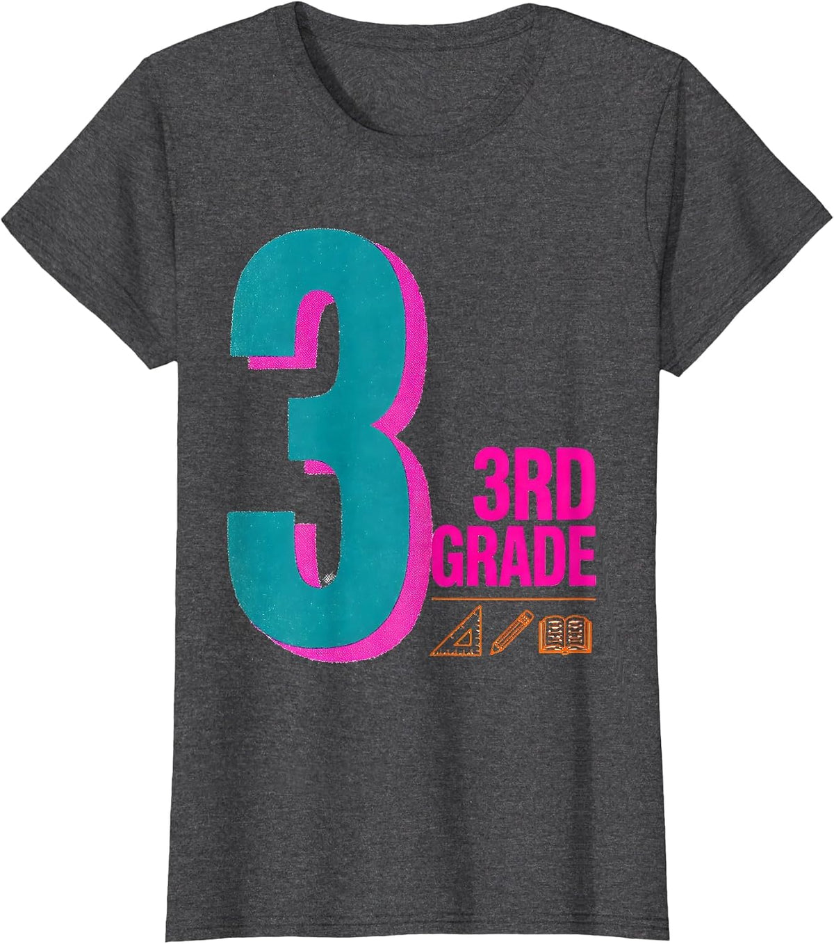 Women's 3RD GRADE THIRD GRADE Teacher Back to School Kids T-Shirt - Dark Heather Grey