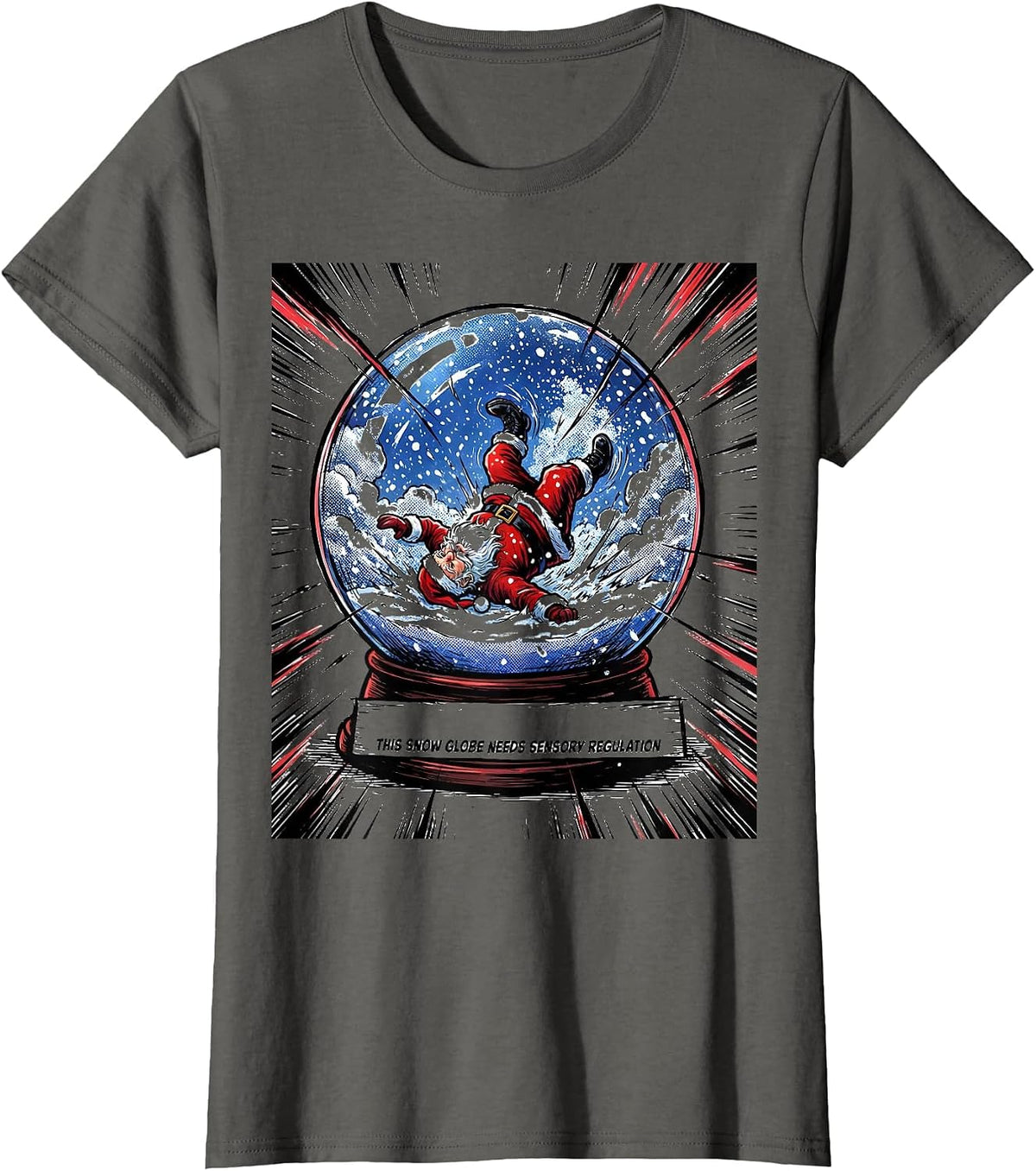 Women's This Snow Globe Needs Sensory Regulation Groovy T-Shirt - Asphalt Grey