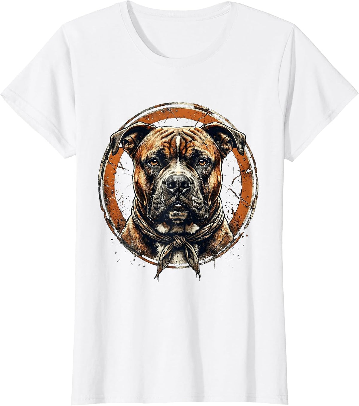 Pitbull Face With Bandana Graphic Tee T-Shirt - White