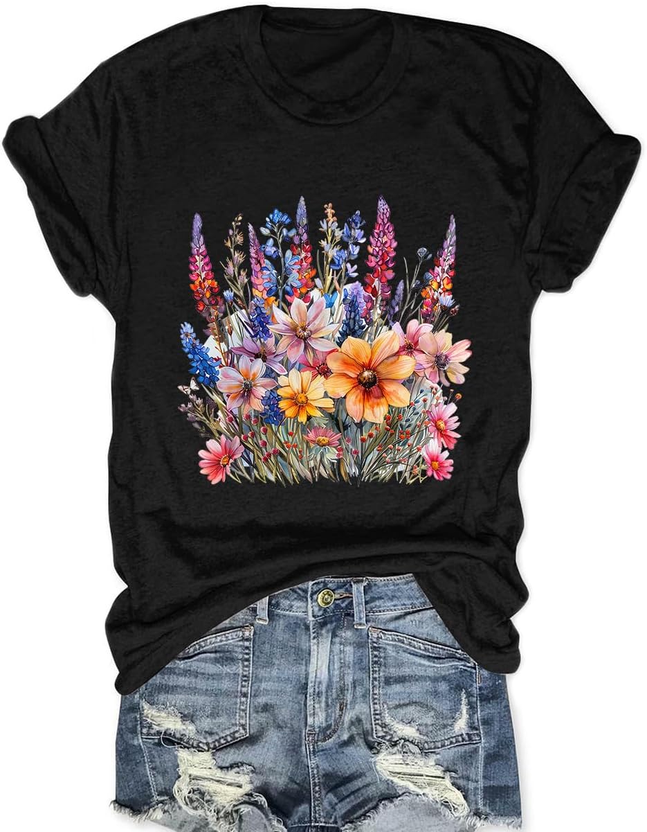 Women Vintage T Shirt Funny Tees Shirt Short Sleeve Tops Cute Graphic Tees - N-black