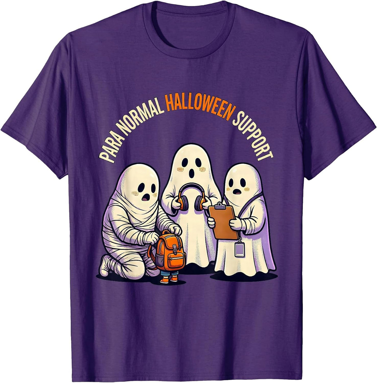 Para Normal Halloween Support Cartoon Para Teacher Aide T-Shirt - Purple