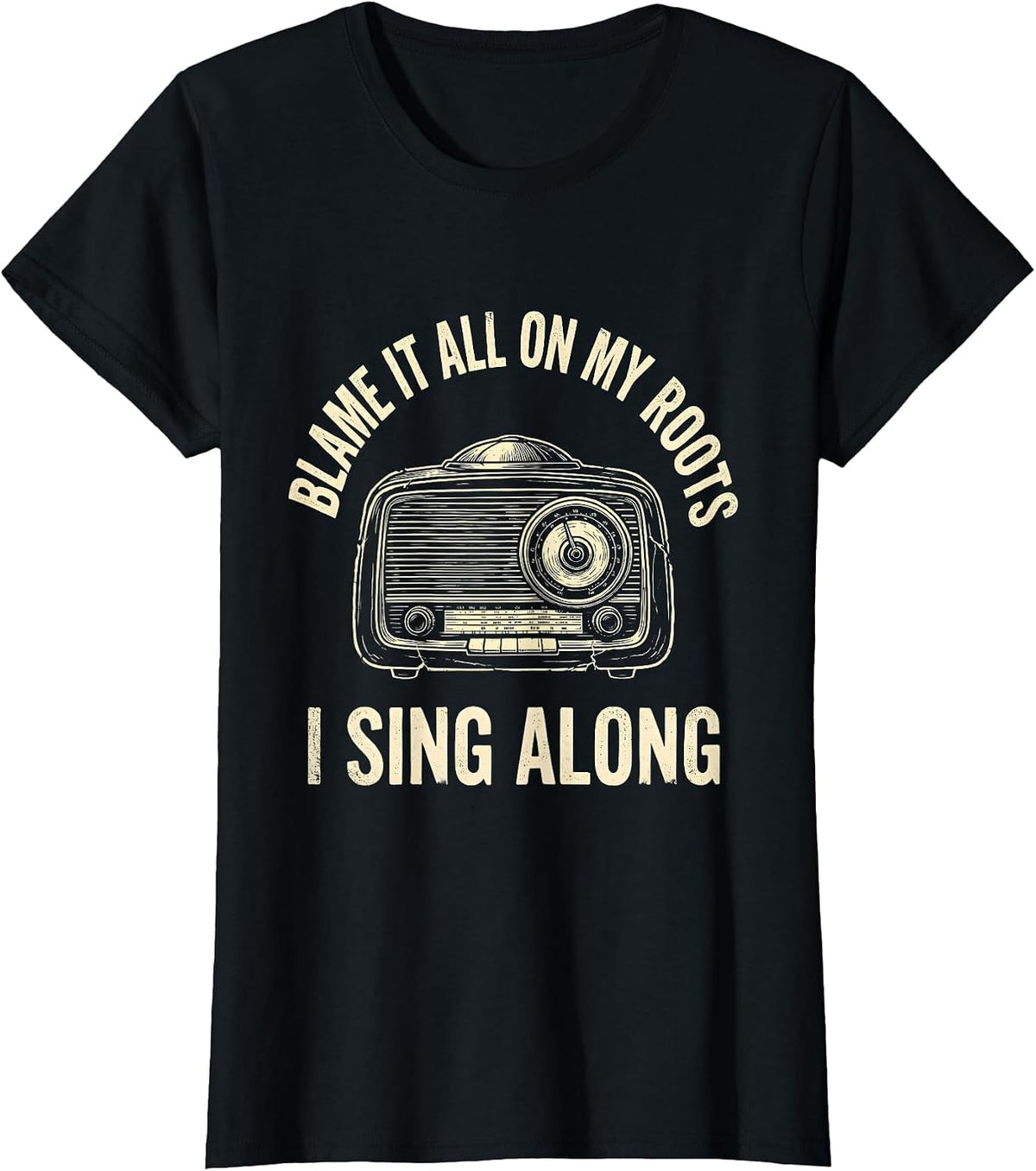 Women's Blame It All On My Roots I Sing Along Vintage Western T-Shirt - Black