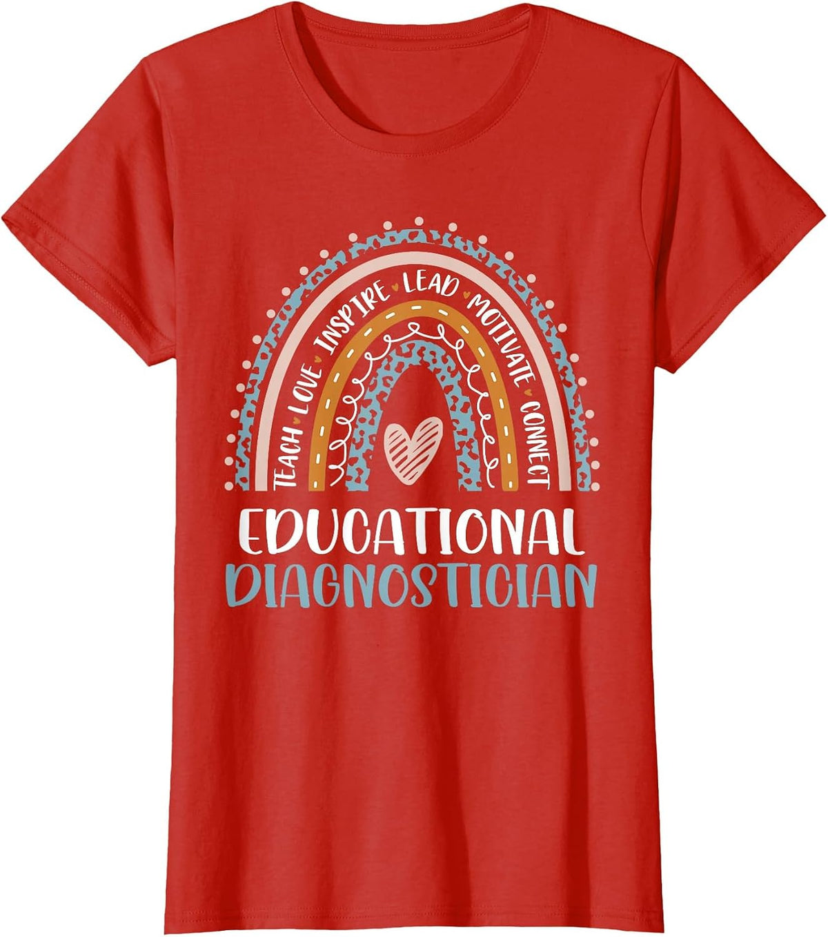Educational Diagnostician Teacher Leopard Appreciation T-Shirt - Red