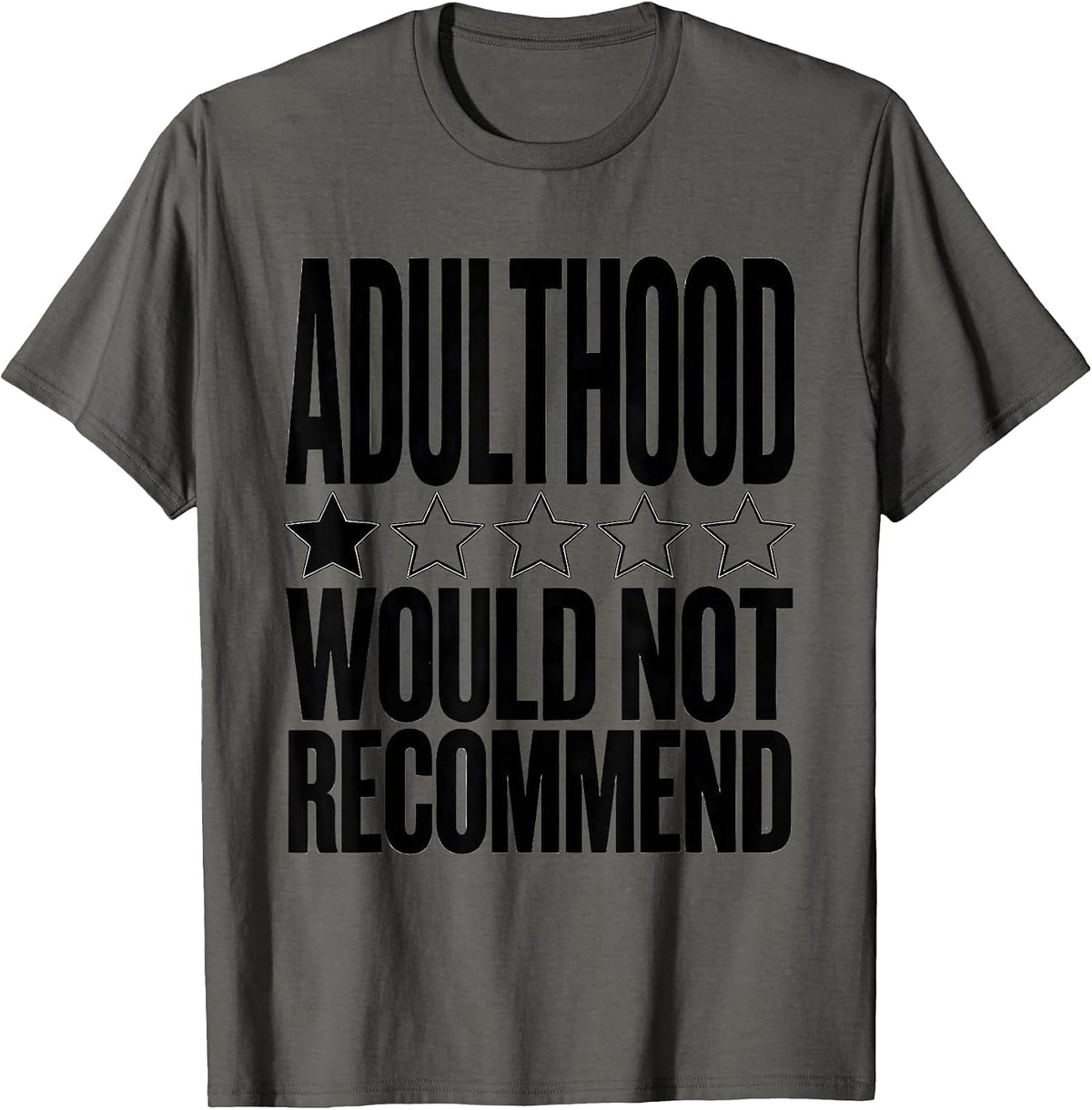 Men's Adulthood Would Not Recommend Sarcastic Humor Vintage Grunge T-Shirt - Asphalt Grey