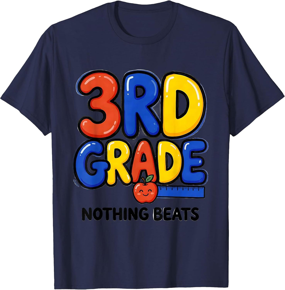 Nothing Beats 3rd Grade Funny Teacher Back To School Crew T-Shirt - Navy Blue