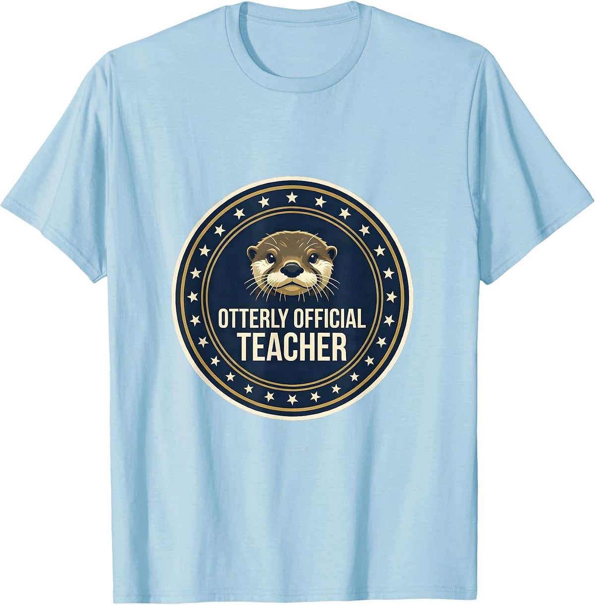 Men's Otterly Official Teacher Funny Otter Teacher Back to School T-Shirt - Baby Blue