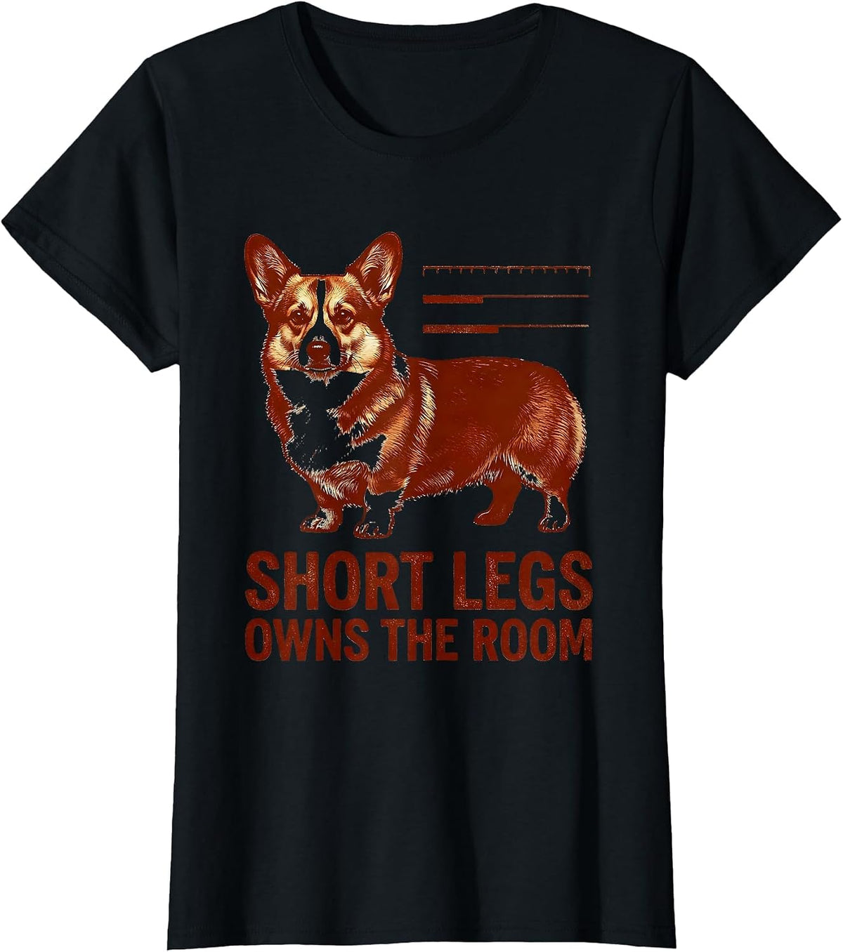 Short Legs Owns The Room Funny Corgi Dog Lover Retro T-Shirt - Black