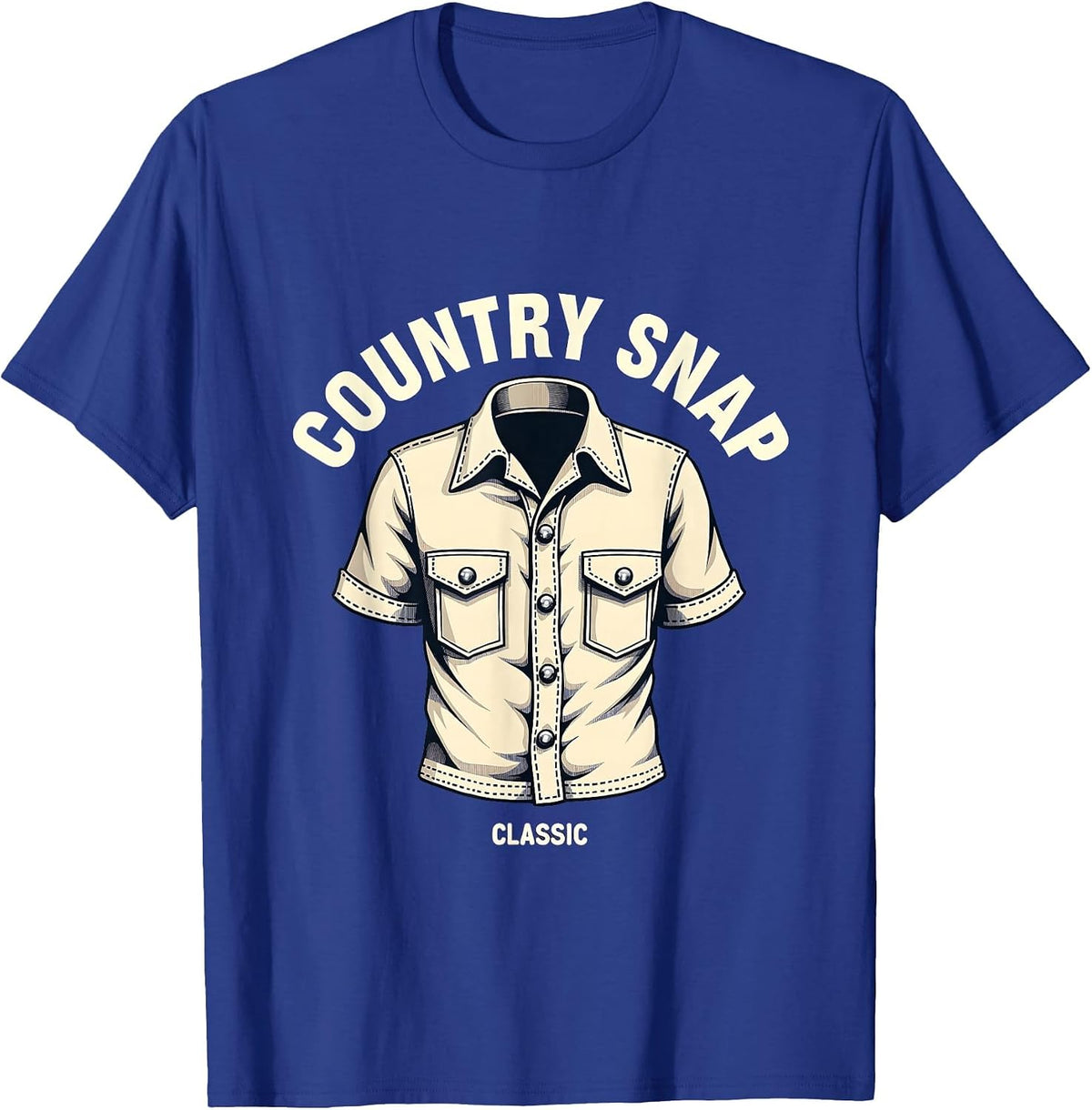 Country Snap Classic Pearl Snap Western Design T-Shirt - Royal Blue