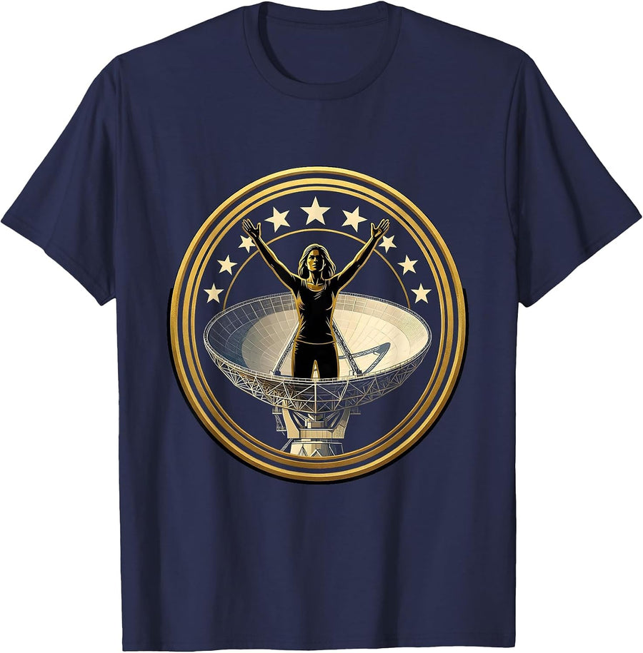Puerto Rico Arecibo Observatory Night Silhouette T-Shirt - Navy Blue