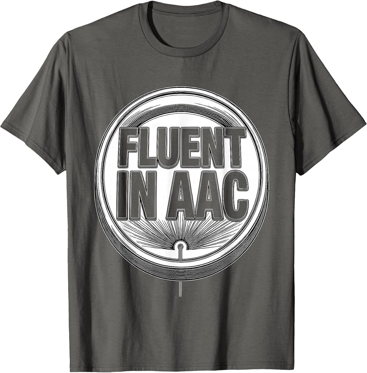 Men's Fluent In AAC Line Art Speech Therapy SLP Teacher T-Shirt - Asphalt Grey