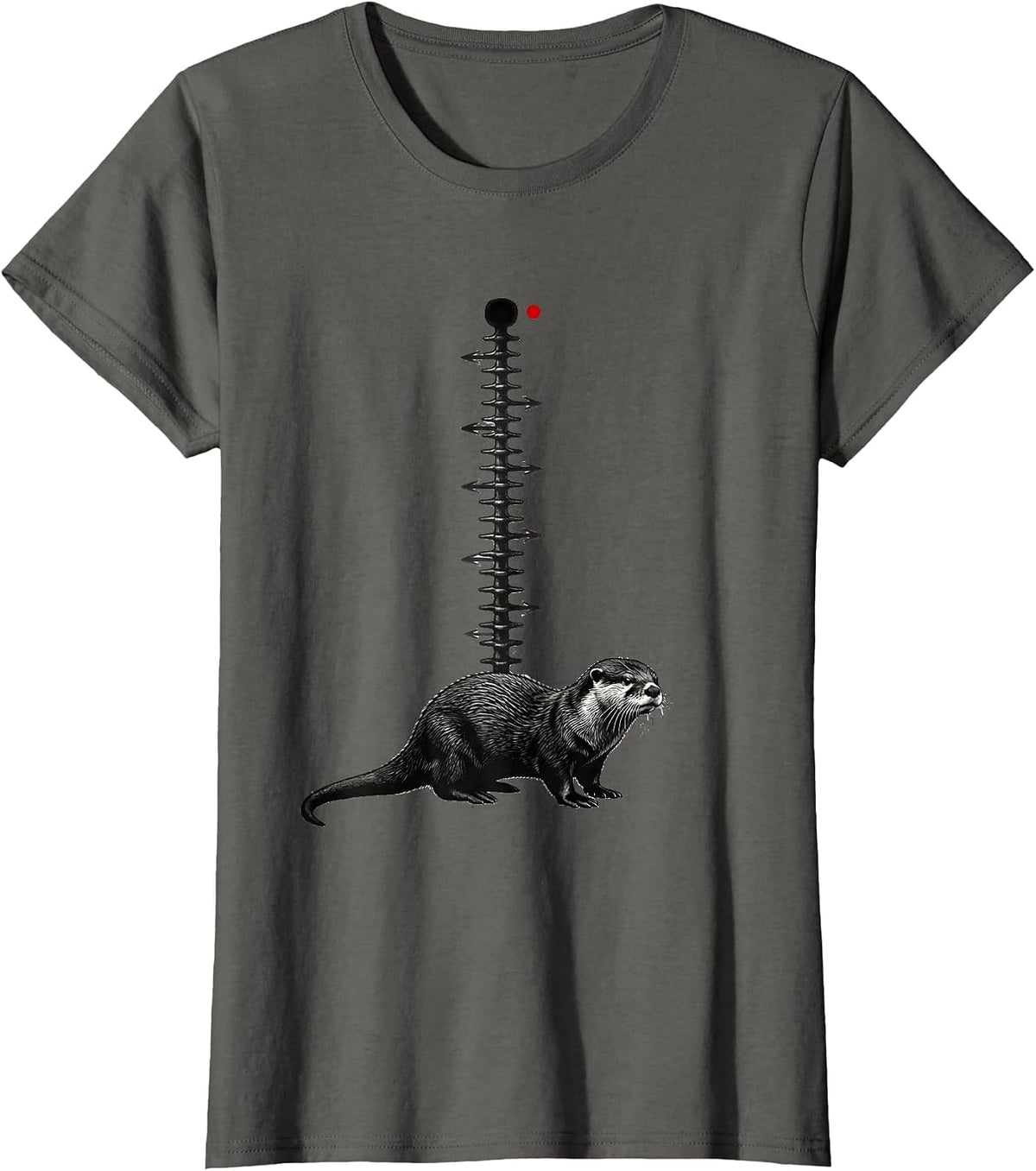 Women's Otter Spine Chart Animal Lover Species Reference T-Shirt - Asphalt Grey