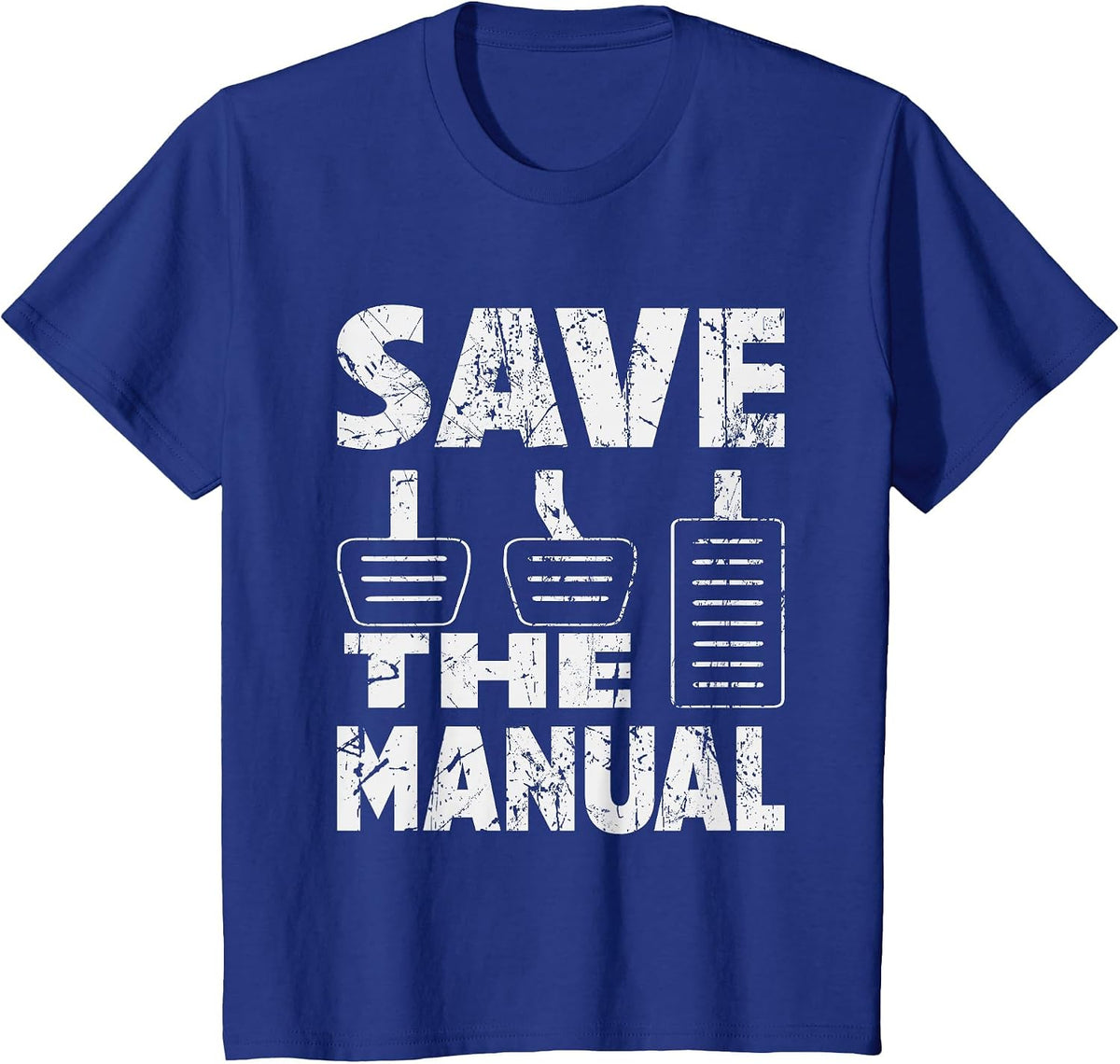 Save THE Manual Transmission Three Pedals - Funny Car Lovers T-Shirt - Royal Blue