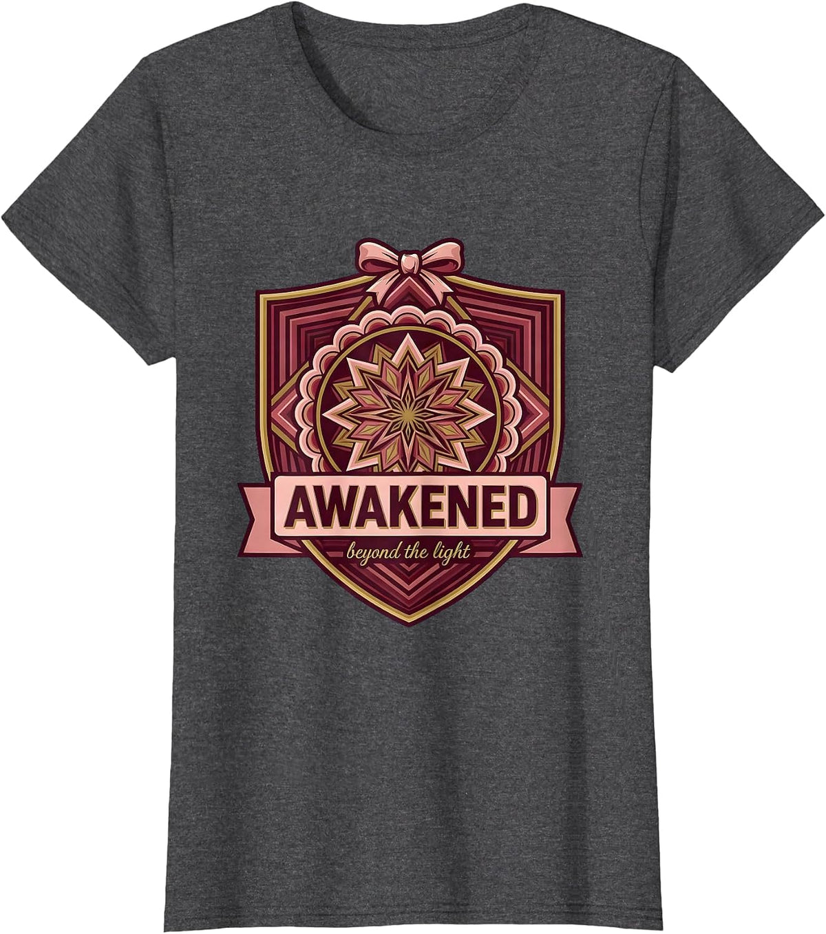 Women's Awakened Diwali Third Eye Cosmic Spiritual Design T-Shirt - Dark Heather Grey