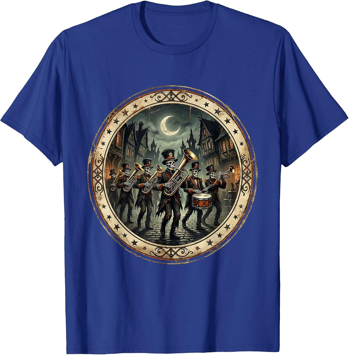 Halloween Town Skeleton Marching Band T-Shirt - Royal Blue