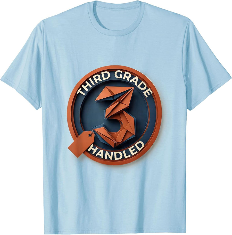 Men's Third Grade Handled Playful Back To School Teacher Kids T-Shirt - Baby Blue
