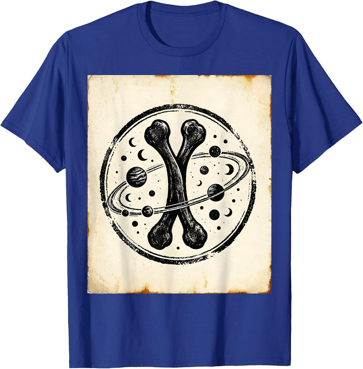 Men's Wishbone Galaxy Orbiting Planets and Moons T-Shirt - Royal Blue