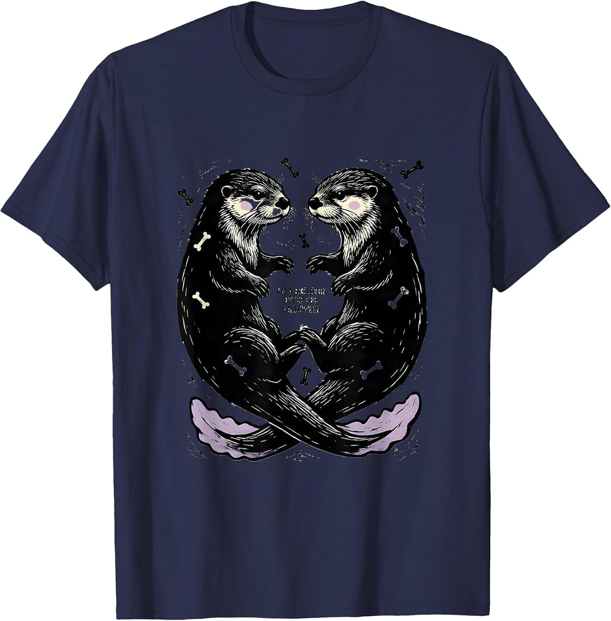 Men's I'm A Skeleton Otter For Halloween Kawaii Pastel-Goth T-Shirt - Navy Blue