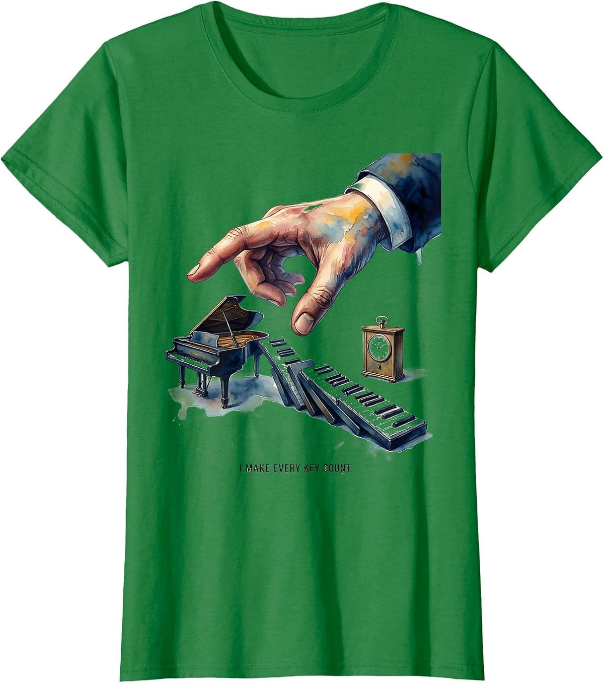 I Make Every Key Count Funny Pianist Piano Teacher Gift T-Shirt - Kelly Green