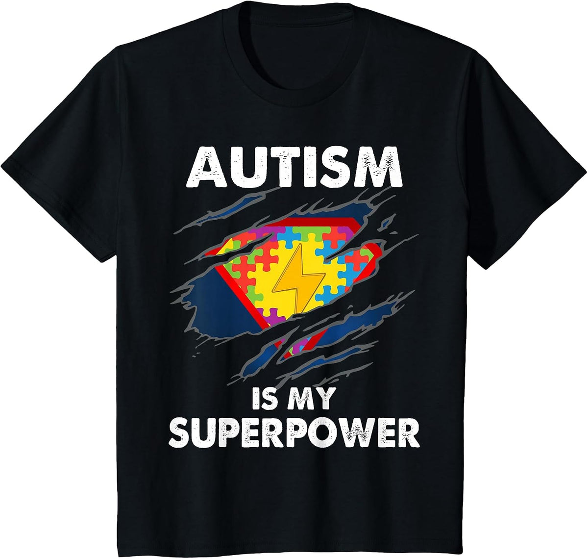Autism is My Super Power Superhero Autism Awareness T-Shirt - Black