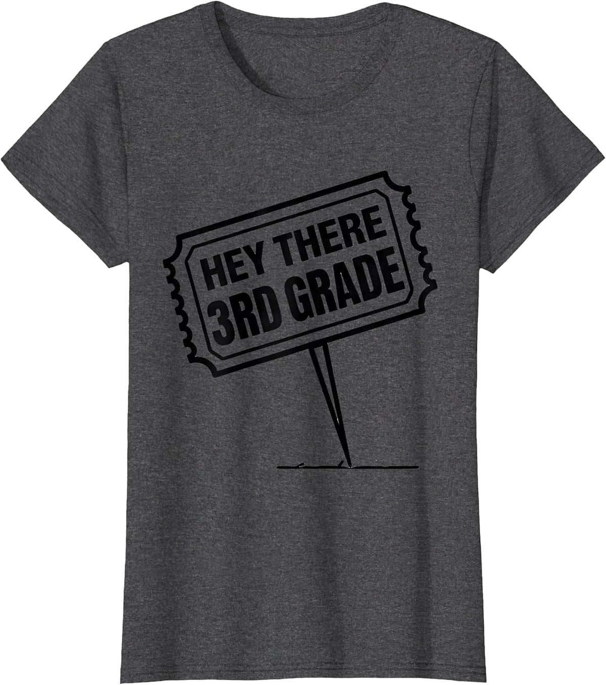 Women's Hey There, 3rd Grade Funny Teacher Back To School Crew T-Shirt - Dark Heather Grey