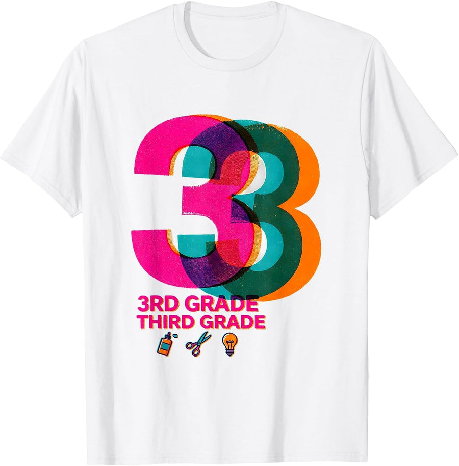 3RD GRADE THIRD GRADE Playful Back To School Teacher Kids T-Shirt - White