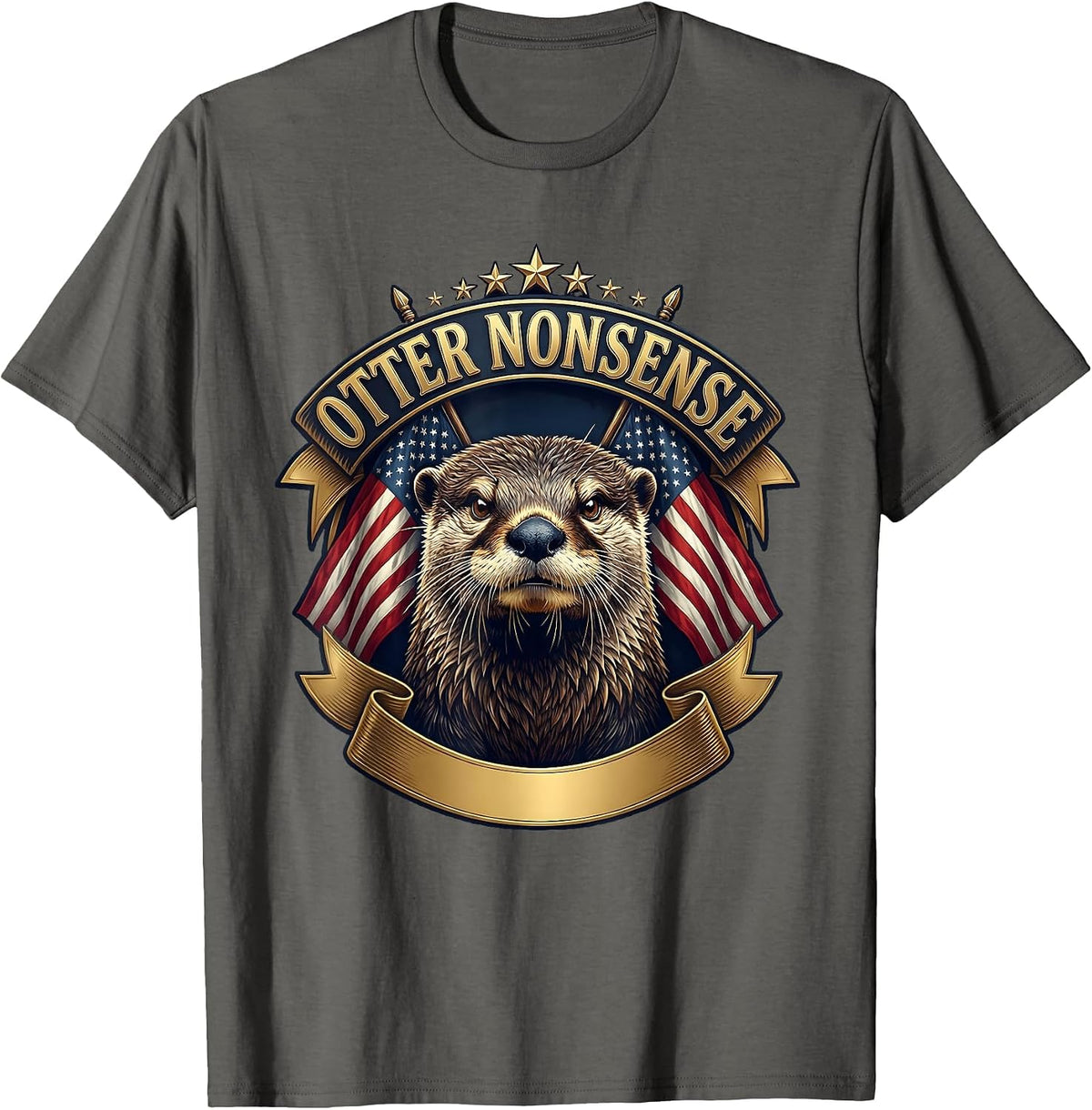 Otter Nonsense Funny Otter Lover Design T-Shirt - Asphalt Grey