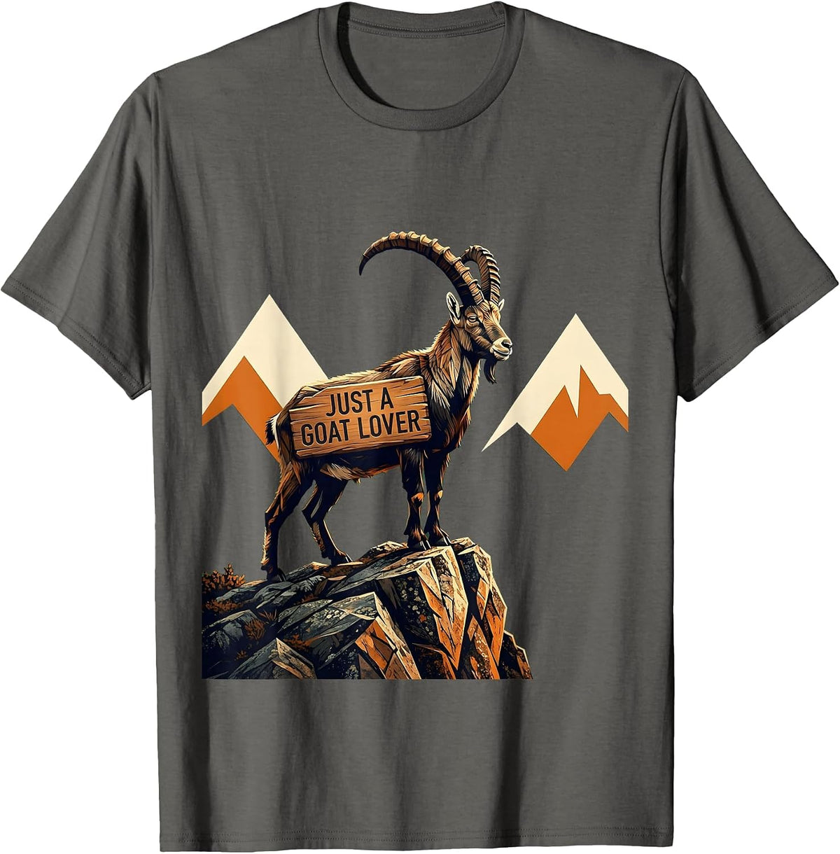Just a Goat Lover Funny Animal Fan Design T-Shirt - Asphalt Grey