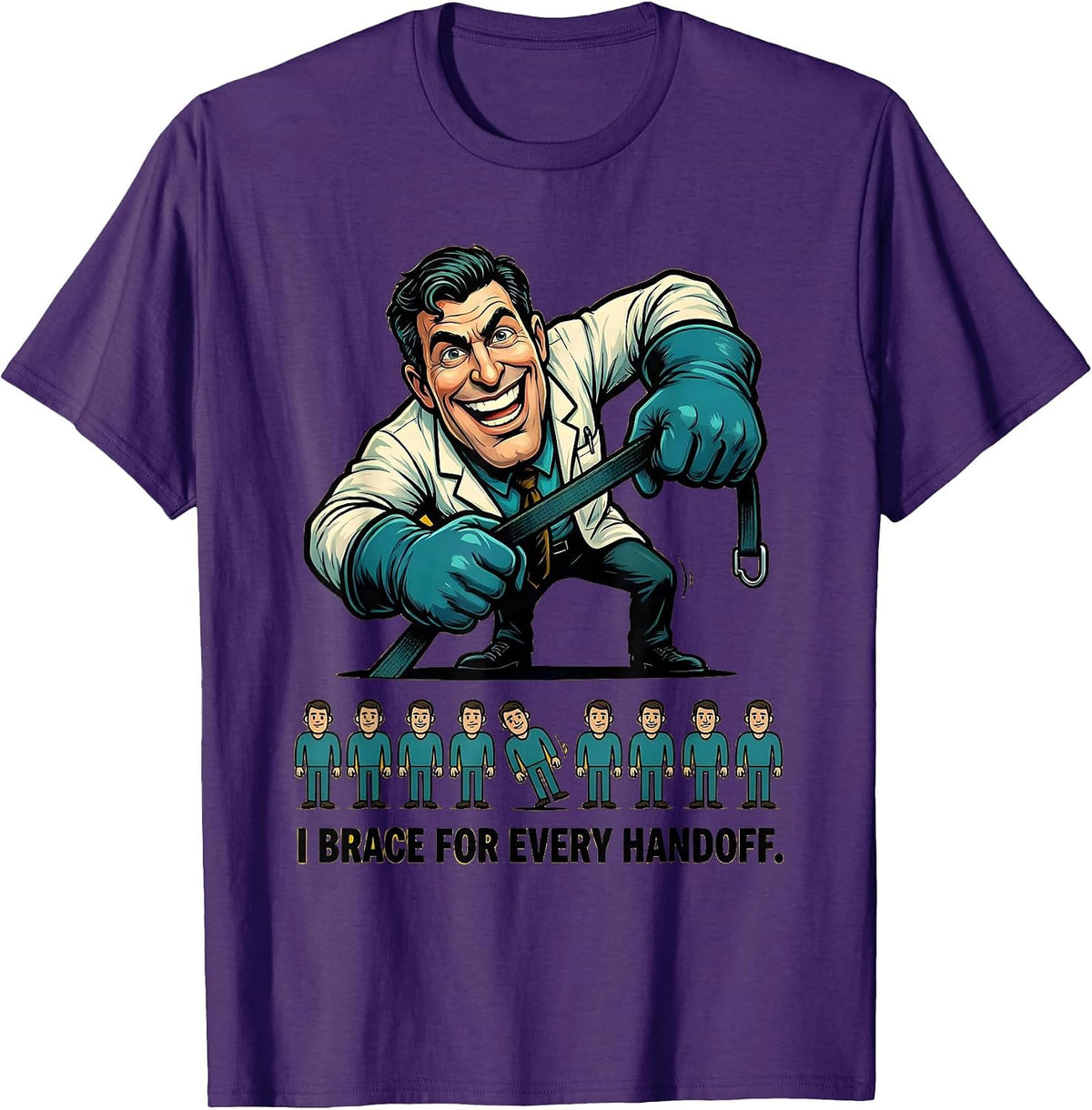 Men's I Brace For Every Handoff Funny Physical Therapist PT OT T-Shirt - Purple