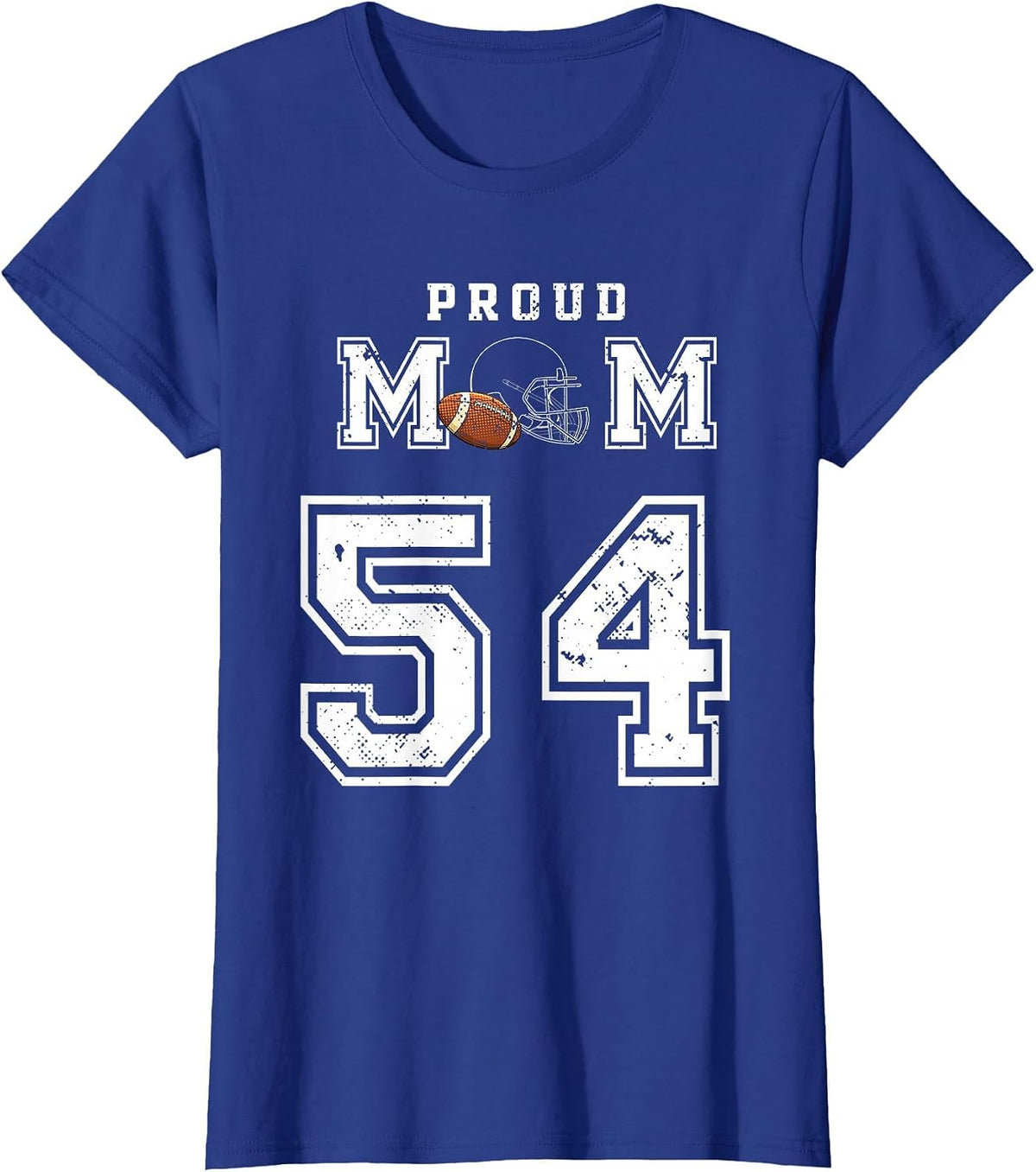 Custom Proud Football Mom Number 54 Personalized for Women T-Shirt - Royal Blue