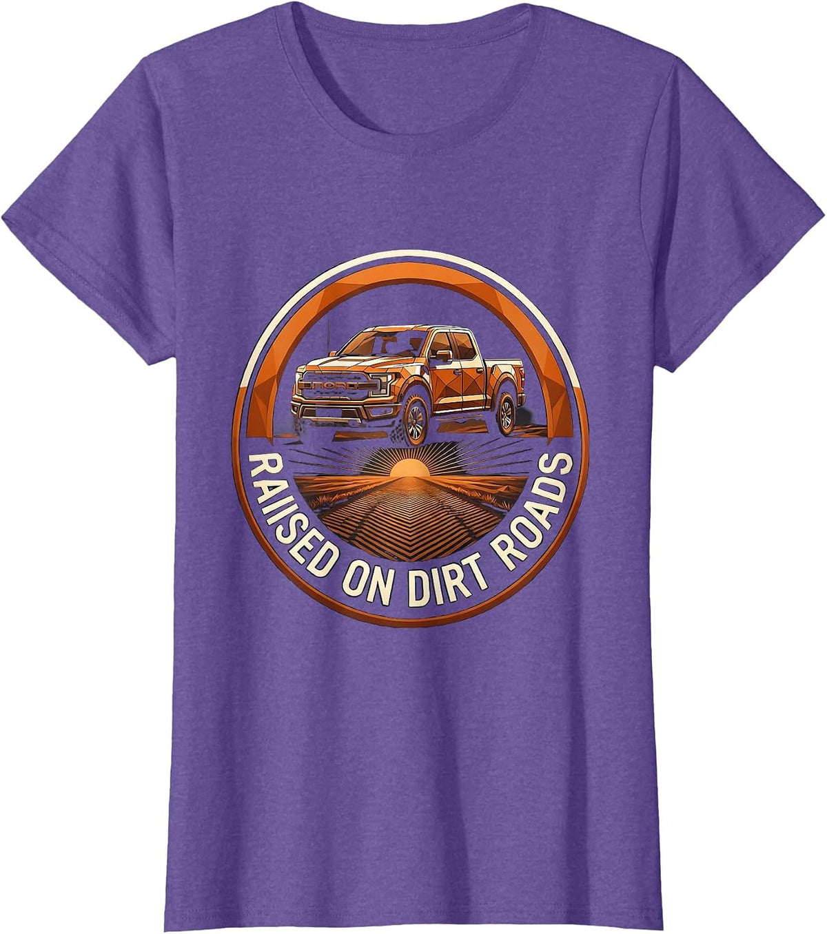Raised on Dirt Roads Country Girl Design T-Shirt - Purple Heather