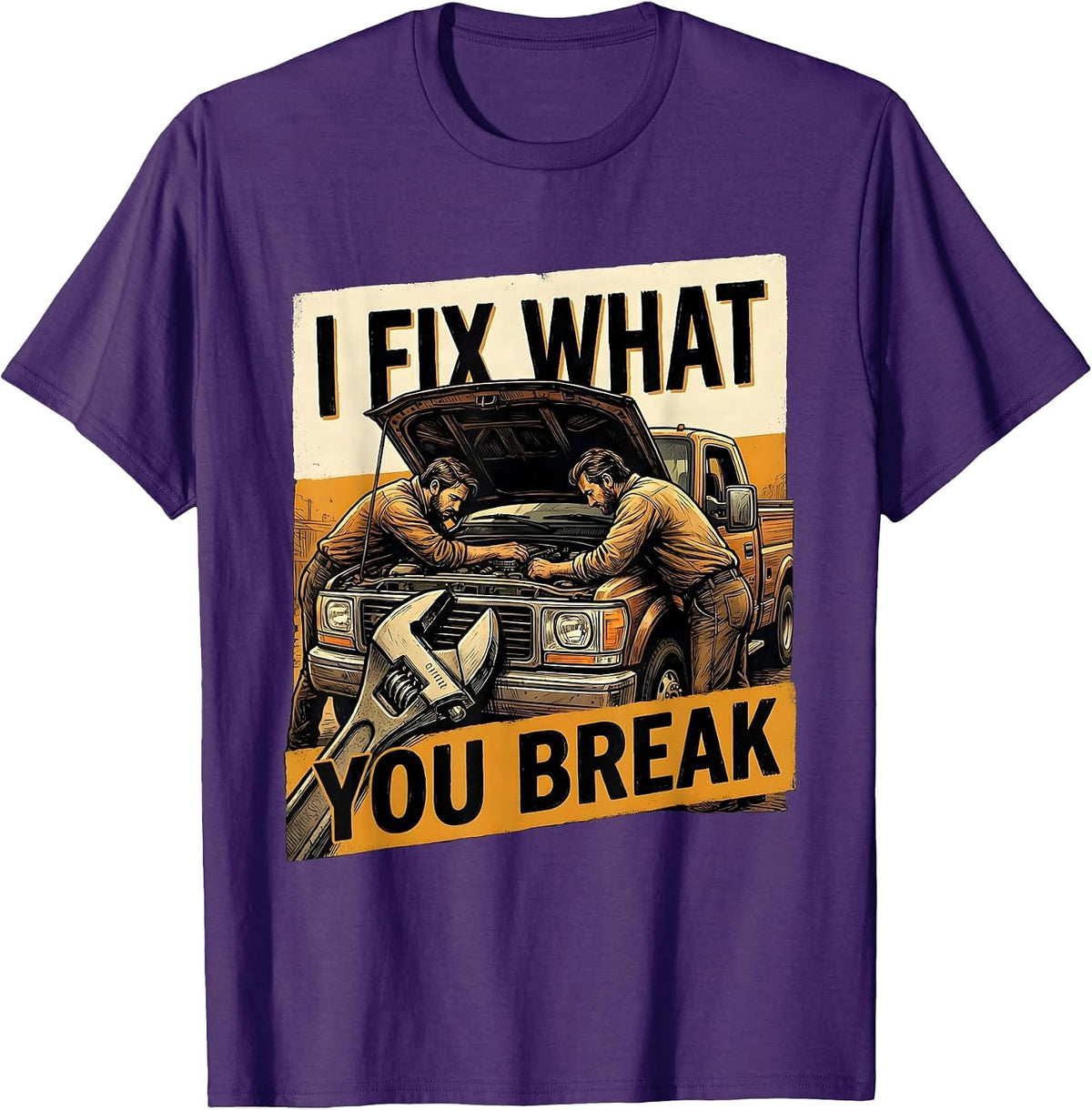 I Fix What You Break Funny Diesel Trucker Semi Driver T-Shirt - Purple