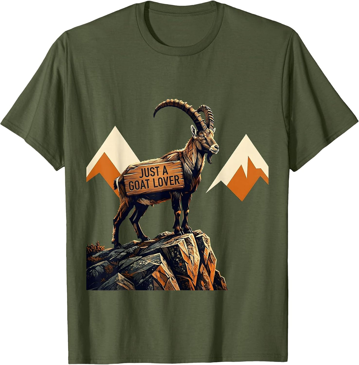 Just a Goat Lover Funny Animal Fan Design T-Shirt - Olive Green
