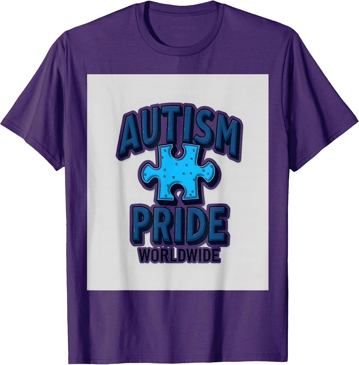 Autism Pride Worldwide Blue Awareness Design T-Shirt - Purple