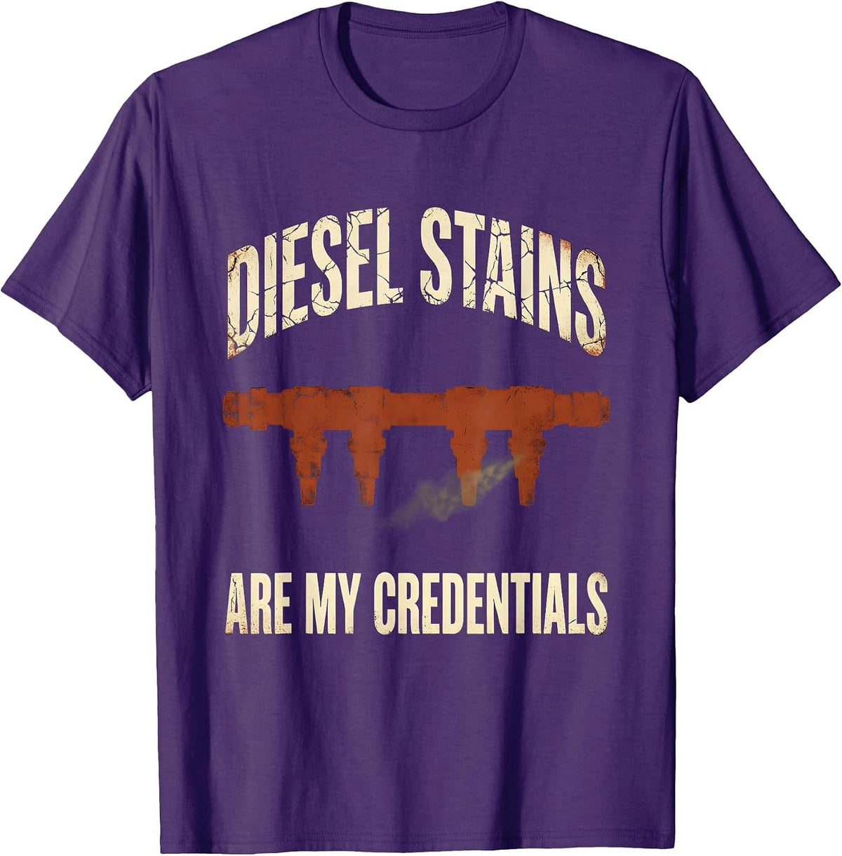 Diesel Stains Are My Credentials Funny Diesel Mechanic Gift T-Shirt - Purple
