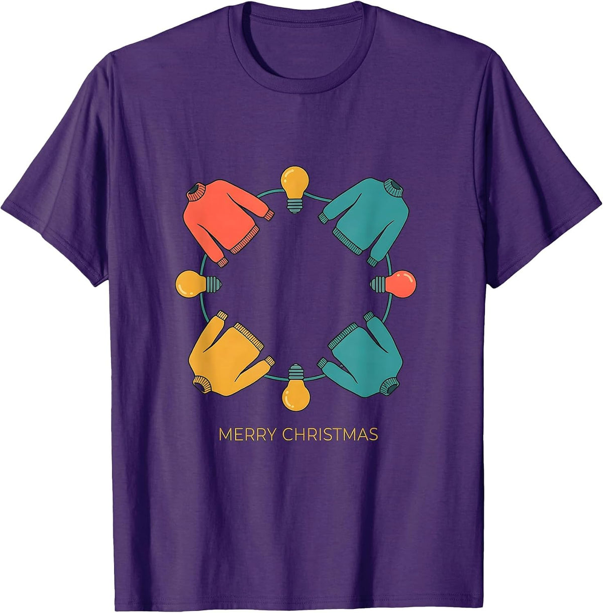 Men's Merry Christmas Family Matching Pajama Christmas Lights T-Shirt - Purple