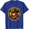 Country Girls Never Settle Bold Statement Design T-Shirt - Royal Blue