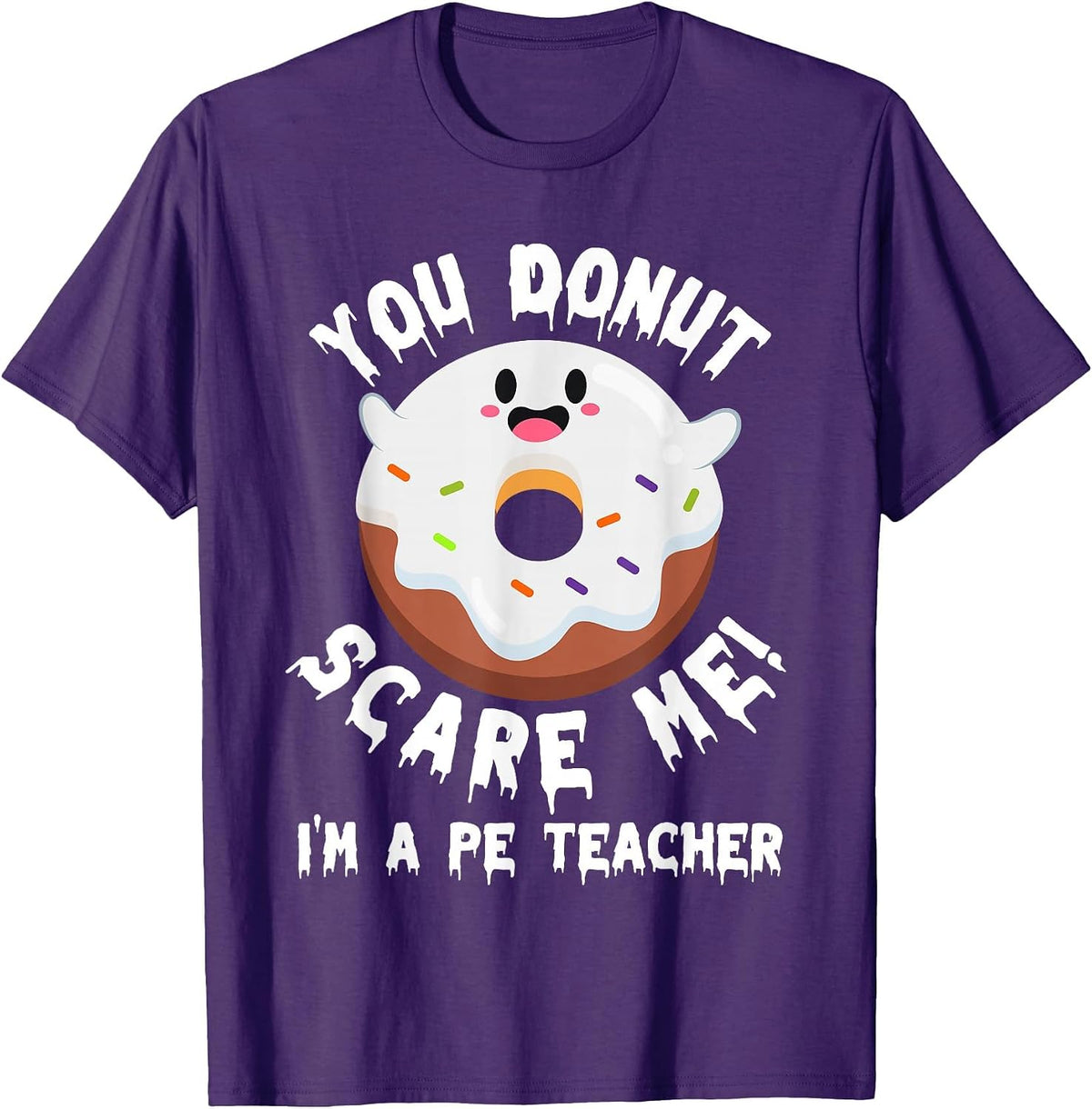 PHYS Ed Teacher Halloween Donut PE Teacher Elementary School T-Shirt - Purple
