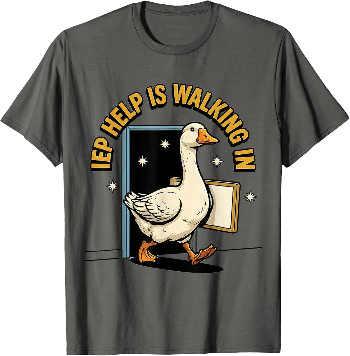 Men's IEP Help Is Walking In Funny Special Education Teacher Sped T-Shirt - Asphalt Grey