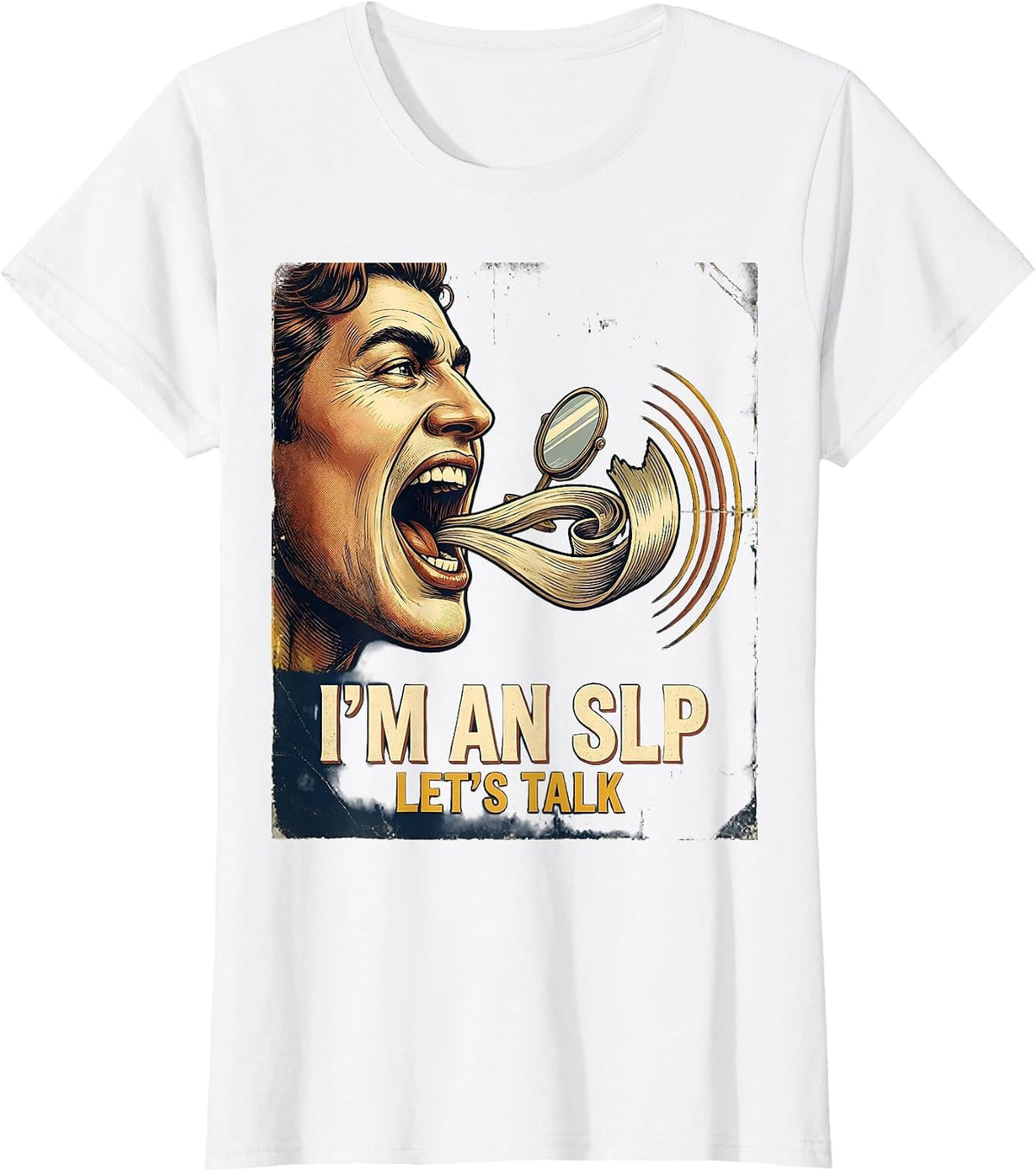 I'm an SLP, Let's Talk Vintage Retro Speech Language T-Shirt - White