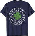 Moms Lucky Charm Irish Clovers Kids Boy Girl St Patricks Day T-Shirt - Navy Blue