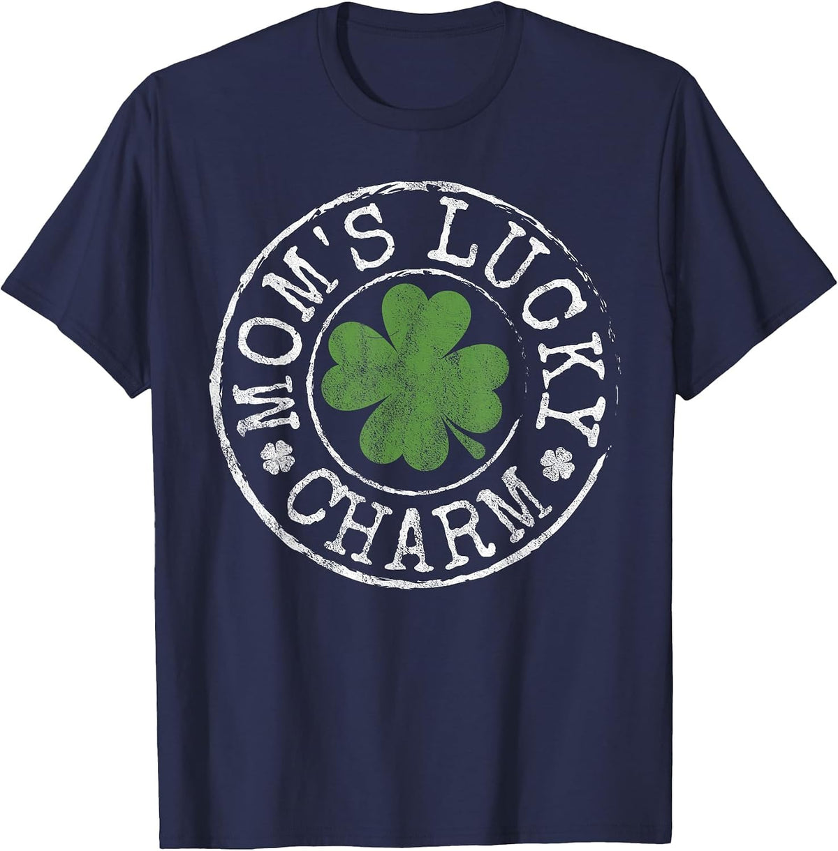 Moms Lucky Charm Irish Clovers Kids Boy Girl St Patricks Day T-Shirt - Navy Blue