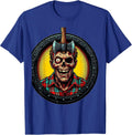 Zombie Lumberjack Axe Skull Horror Graphic T-Shirt - Royal Blue