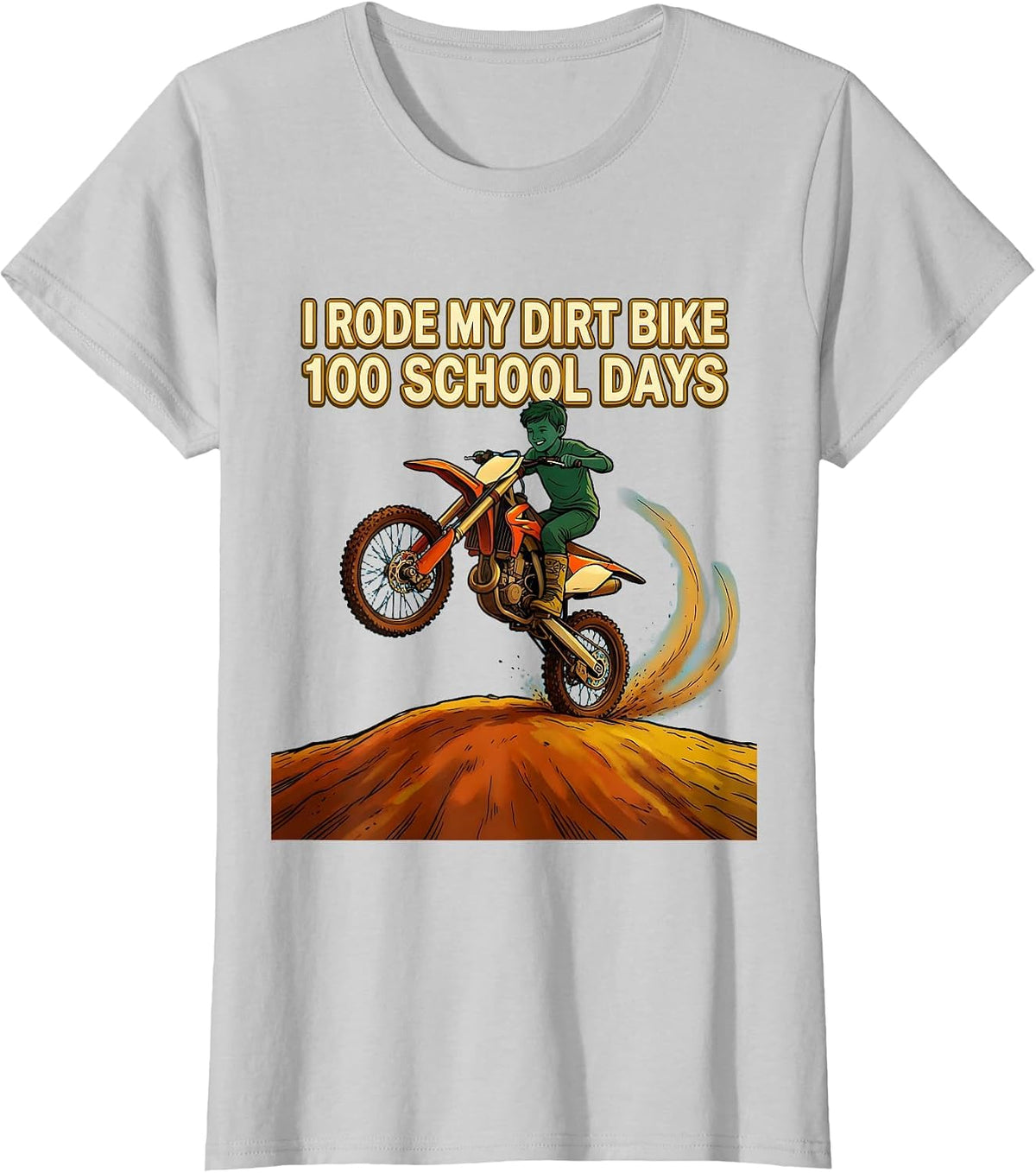 Women's I Rode My Dirt Bike 100 School Days Funny Boys 100th Day T-Shirt - Silver Grey