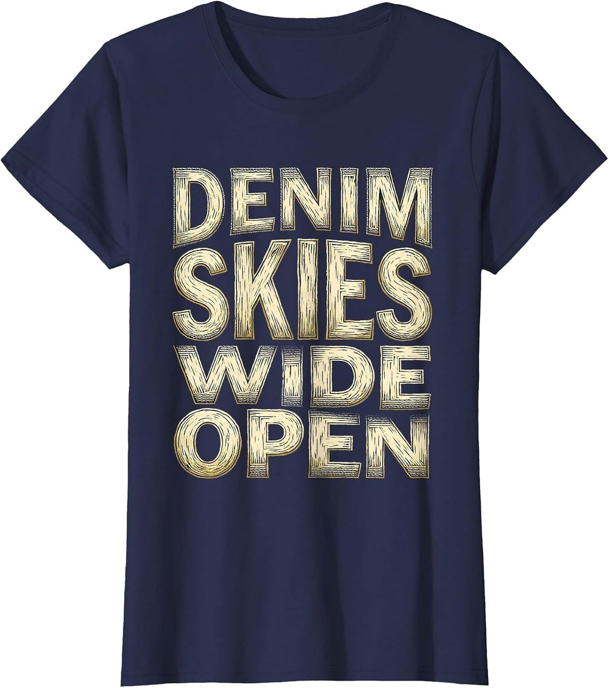Women's Denim Skies Wide Open Cowgirl Design T-Shirt - Navy Blue